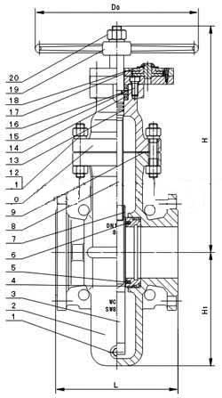 Z47WF型燃?xì)忾l閥(無(wú)泄漏燃?xì)馄桨彘l閥)PN16~PN64外形尺寸圖